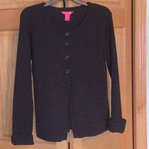 Large women’s cable knit black cardigan